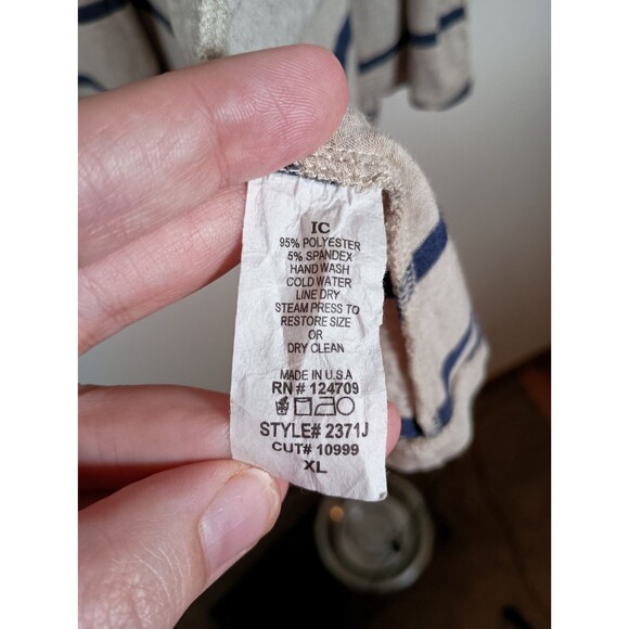 IC by Connie K Striped Tan Navy Pockets Drape Open Cardigan Lagenlook Size XL - Picture 7 of 7